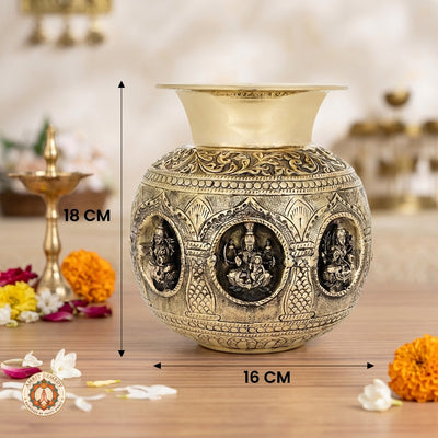 Brass Ashta Lakshmi Kalash for Pooja Room & Kalash Sthapana