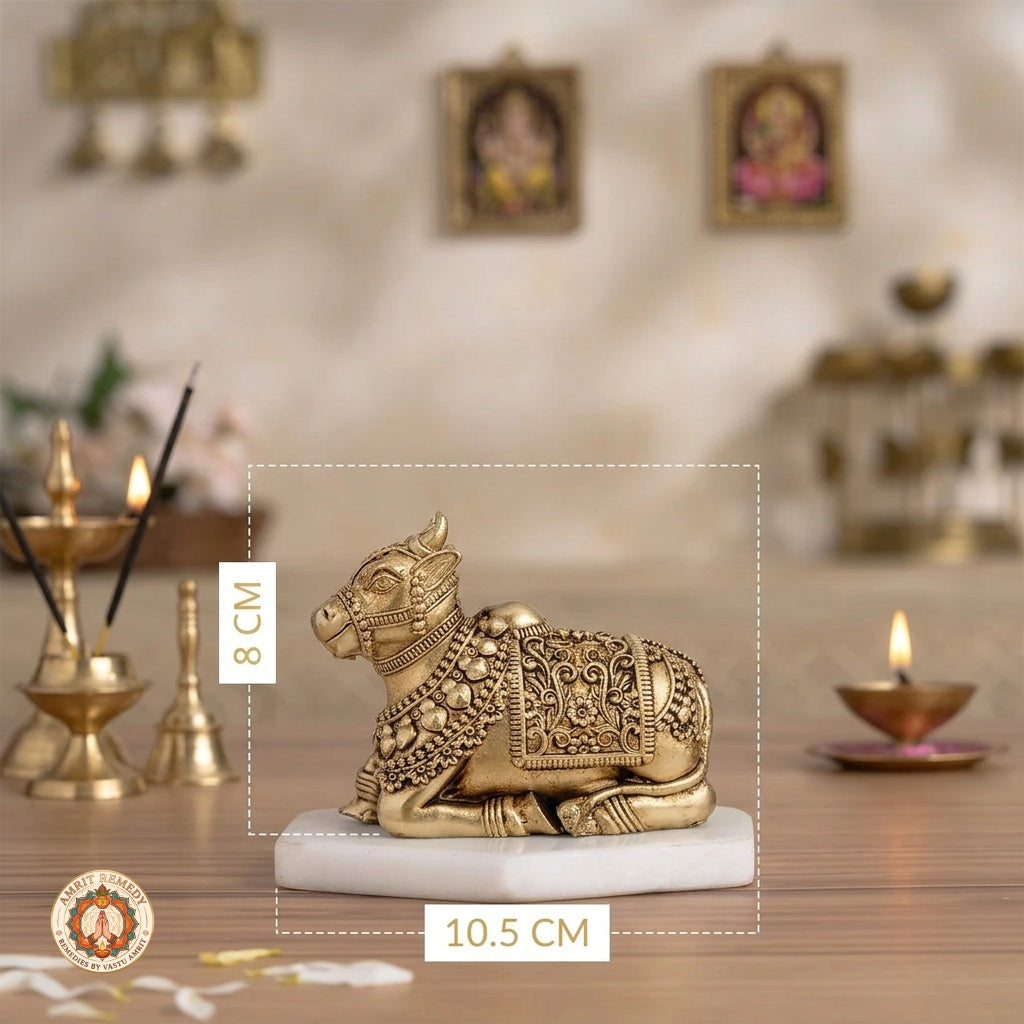 Brass Nandi Devotee Figurine for Meditation & Prosperity