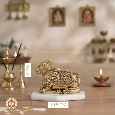 Brass Nandi Devotee Figurine for Meditation & Prosperity