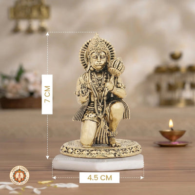 Brass Veer Hanuman Ji Murti for Car Dashboard, Desk & Mandir