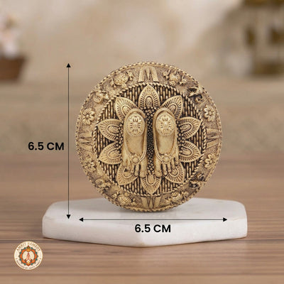 Brass Lakshmi Vishnu Charan Paduka for Wealth, Protection & Puja (6.5 cm)