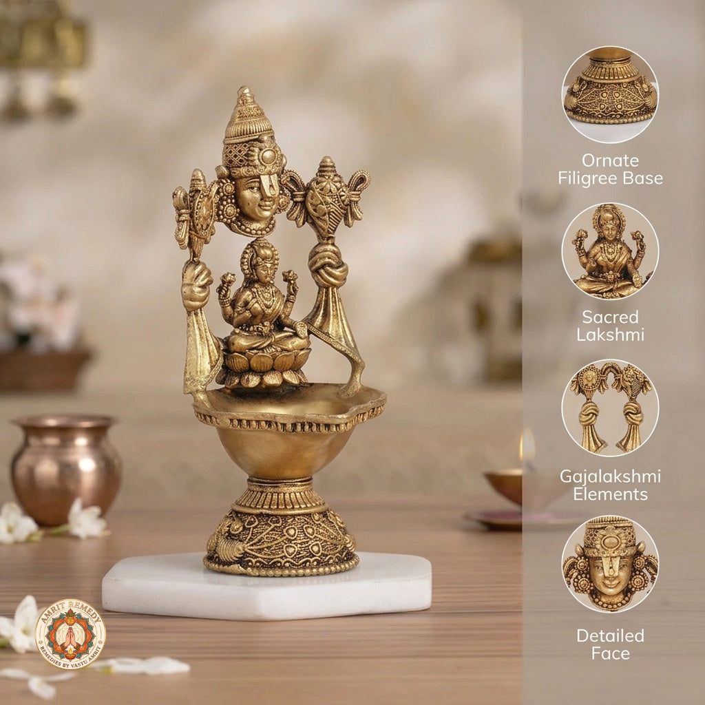 Brass Lakshmi Venkateswara Deepam for Vastu, Puja & Auspicious Decor