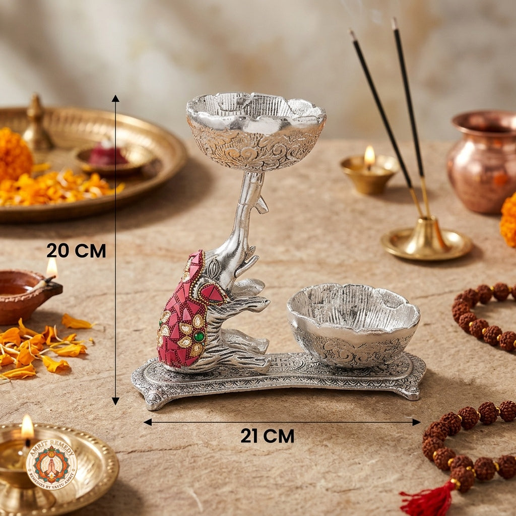 Auspicious Elephant Diya & Prasadam Bowl Set for Mandir, Diwali & Luxury Gifting