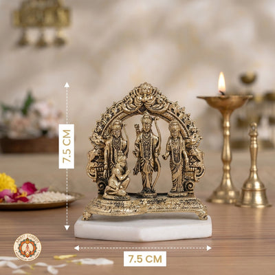 Brass Ram Darbar Murti with Carved Prabhavali for Mandir & Home Decor