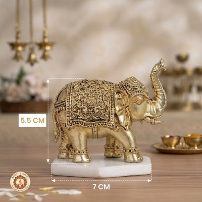 Brass Trunk-Up Elephant Idol for Wealth, Luck & Authority (5.5 cm)