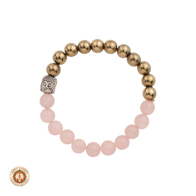Rose Quartz & Golden Pyrite Bracelet with Buddha