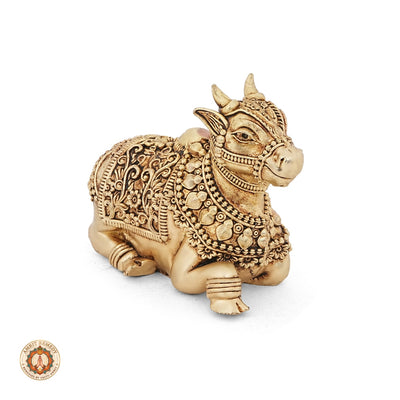 Brass Nandi Devotee Figurine for Meditation & Prosperity