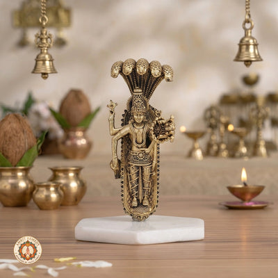 Brass Padmanabha Swamy Murti for Cosmic Peace, Vastu & Pooja