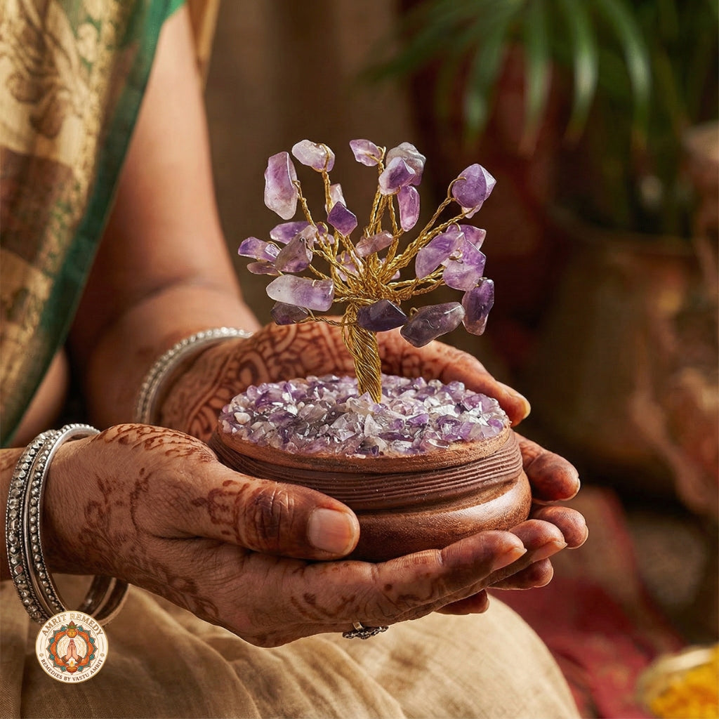 Amethyst Gemstone Dome Tree for Vastu & Healing Decor (5 inch)