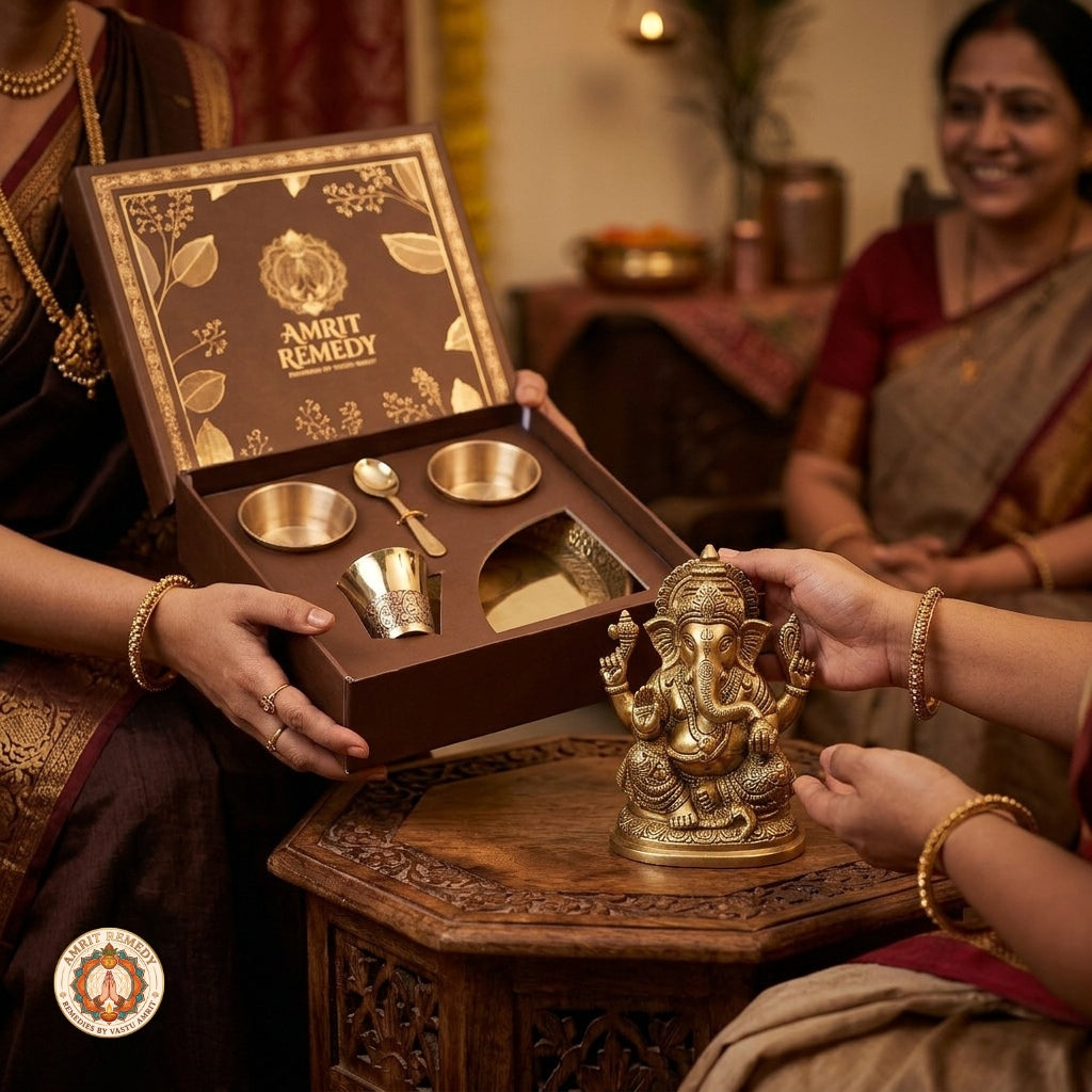 5-Piece Brass Bhog & Pooja Thali Set for Home Mandir & Laddu Gopal Seva