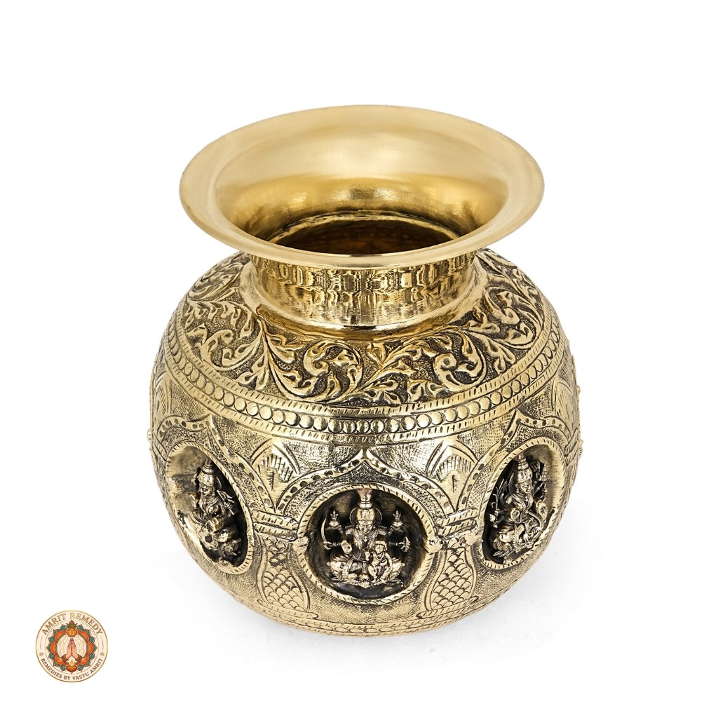 Brass Ashta Lakshmi Kalash for Pooja Room & Kalash Sthapana
