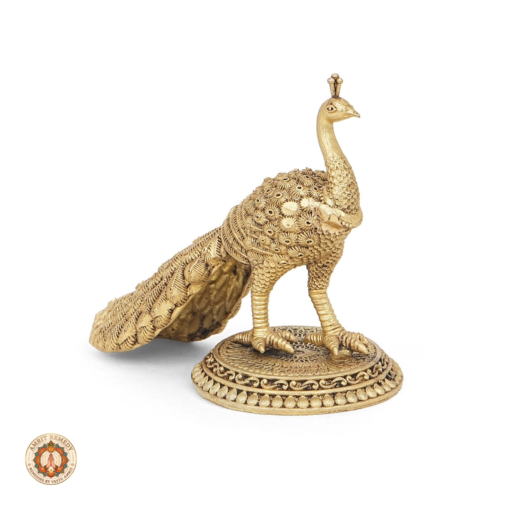 Brass Royal Peacock Showpiece for Home Decor & Vastu