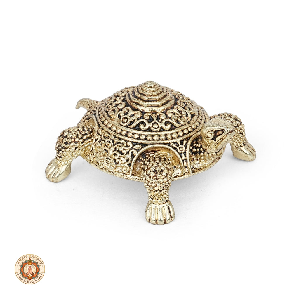Brass Kurma Tortoise with Meru Shree Yantra for Home Mandir & Vastu (2.5 cm)