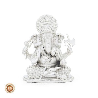 Auspicious Silver Plated Brass Ganpati Murti for Wealth, Wisdom & Vastu (6 cm)