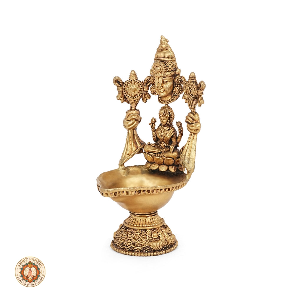 Brass Lakshmi Venkateswara Deepam for Vastu, Puja & Auspicious Decor