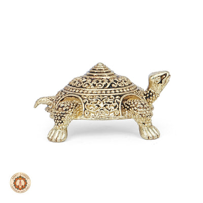 Brass Kurma Tortoise with Meru Shree Yantra for Home Mandir & Vastu (2.5 cm)
