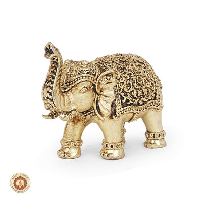 Brass Trunk-Up Elephant Idol for Wealth, Luck & Authority (5.5 cm)