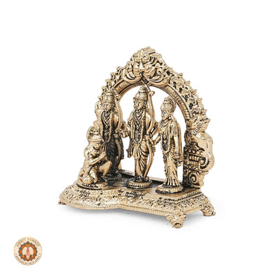 Brass Ram Darbar Murti with Carved Prabhavali for Mandir & Home Decor