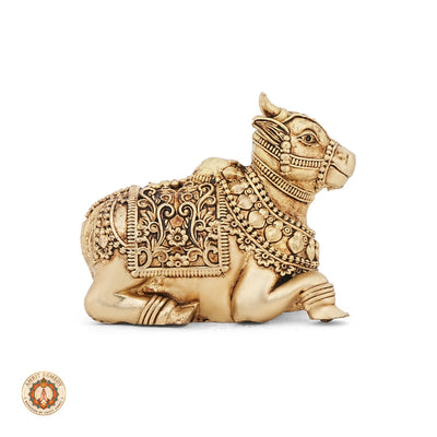 Brass Nandi Devotee Figurine for Meditation & Prosperity