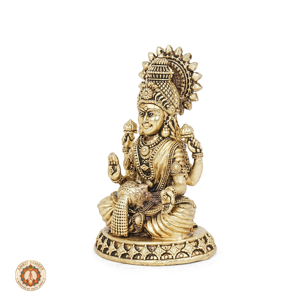 Brass Lakshmi Mata Murti for Home Mandir & Diwali Puja (9 cm)