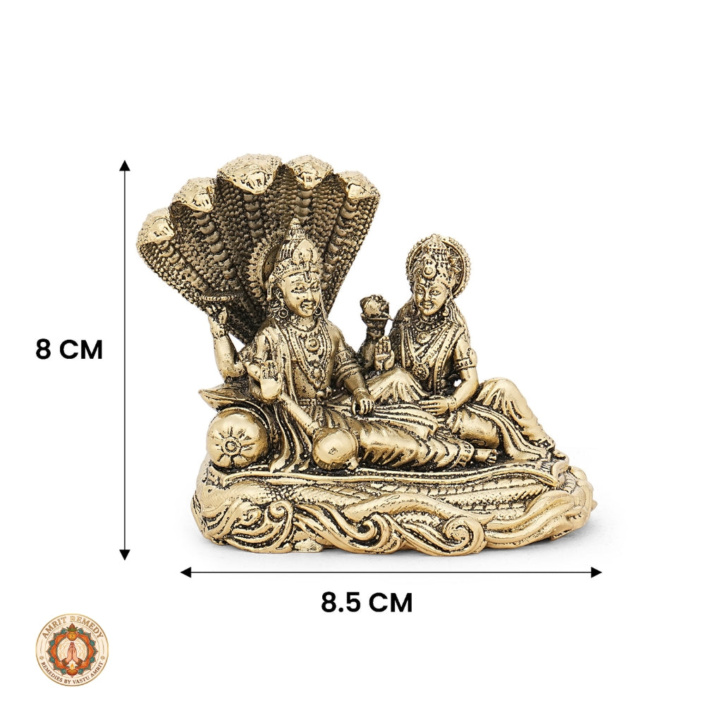 Brass Vishnu Lakshmi Sheshnaag Murti for Mandir & Home Decor