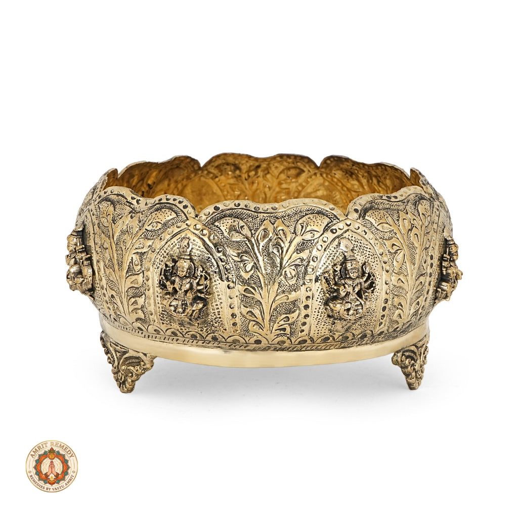 Brass Ashta Lakshmi Urli for Entrance, Vastu & Festive Decor