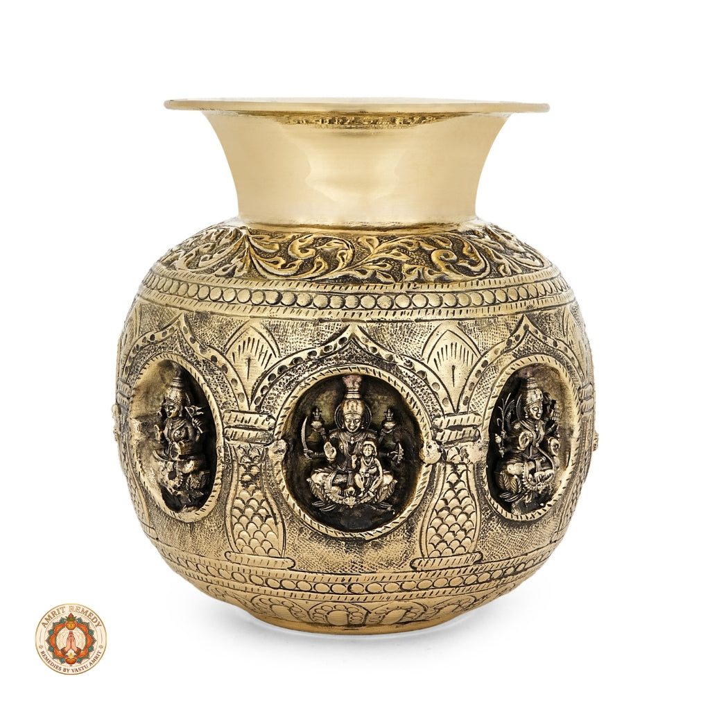 Brass Ashta Lakshmi Kalash for Pooja Room & Kalash Sthapana