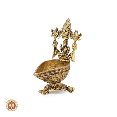 Brass Lakshmi Venkateswara Deepam for Vastu, Prosperity & Puja (8.5 cm)