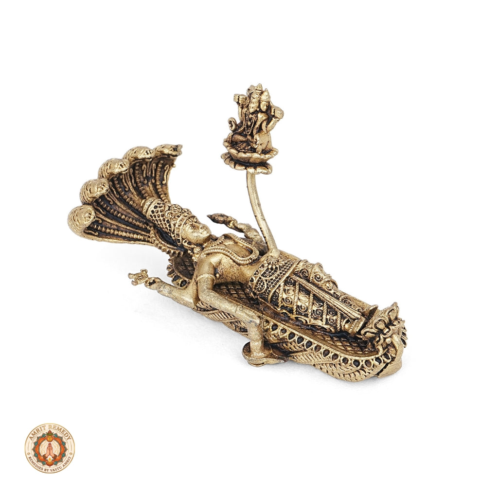 Brass Padmanabha Swamy Murti for Cosmic Peace, Vastu & Pooja