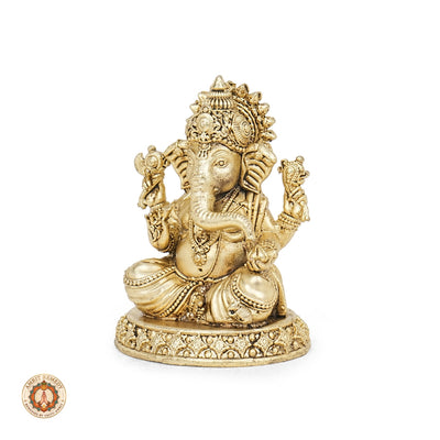 Brass Ganesha Murti for Prosperity, Wisdom & Vastu (9 cm)