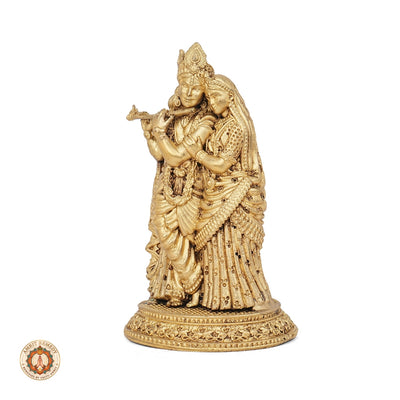 Brass Radha Krishna Murti for Love, Peace & Vastu (14.5 cm)