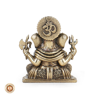 Brass Vighnaharta Ganesh Figurine for Car Dashboard & Workstation
