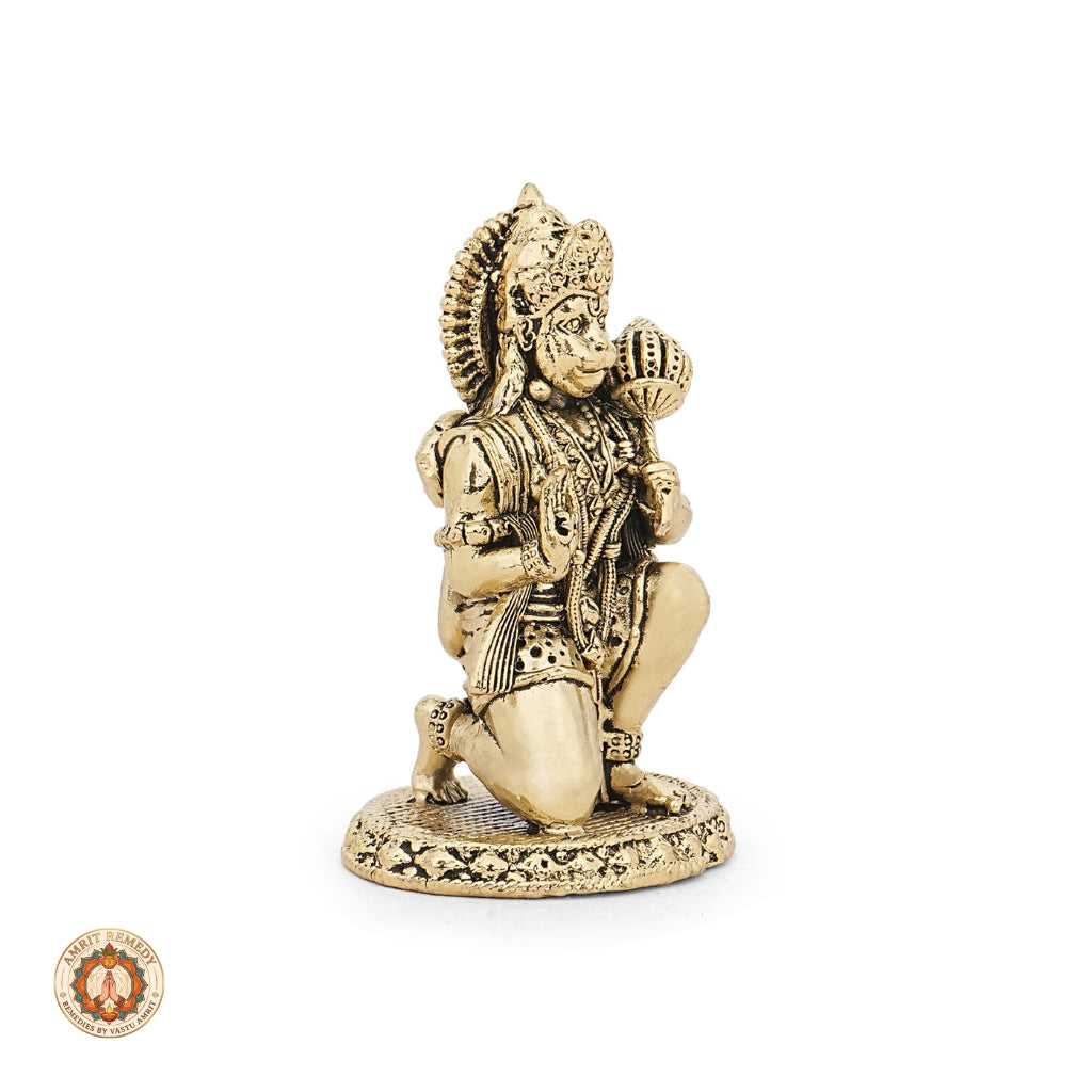 Brass Veer Hanuman Ji Murti for Car Dashboard, Desk & Mandir