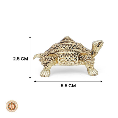 Brass Kurma Tortoise with Meru Shree Yantra for Home Mandir & Vastu (2.5 cm)