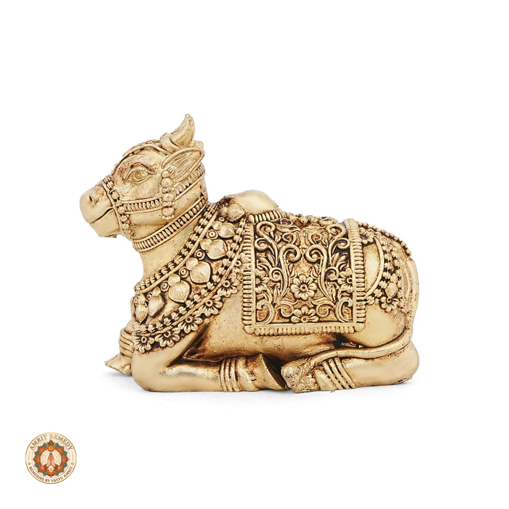 Brass Nandi Devotee Figurine for Meditation & Prosperity