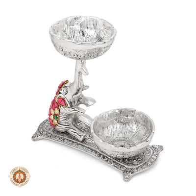 Auspicious Elephant Diya & Prasadam Bowl Set for Mandir, Diwali & Luxury Gifting