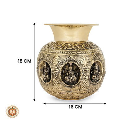 Brass Ashta Lakshmi Kalash for Pooja Room & Kalash Sthapana