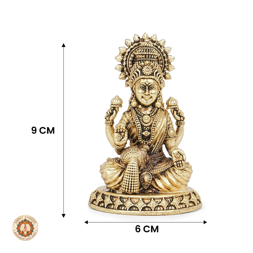 Brass Lakshmi Mata Murti for Home Mandir & Diwali Puja (9 cm)
