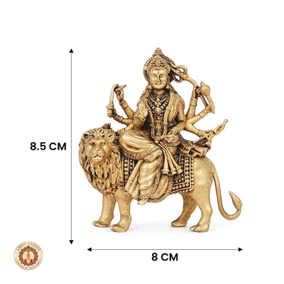 Brass Simha Vahini Durga Murti for Strength, Courage & Protection