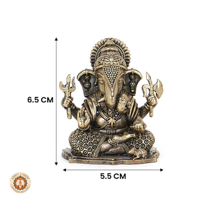 Brass Vighnaharta Ganesh Figurine for Car Dashboard & Workstation