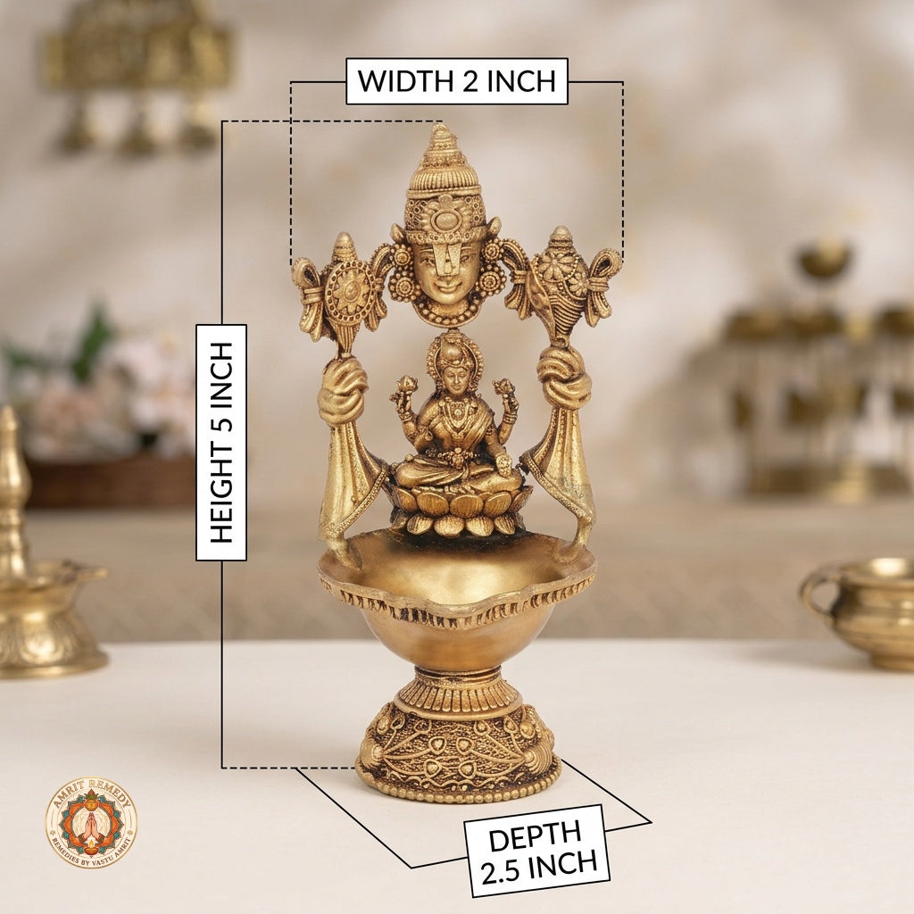 Brass Lakshmi Venkateswara Deepam for Vastu, Puja & Auspicious Decor