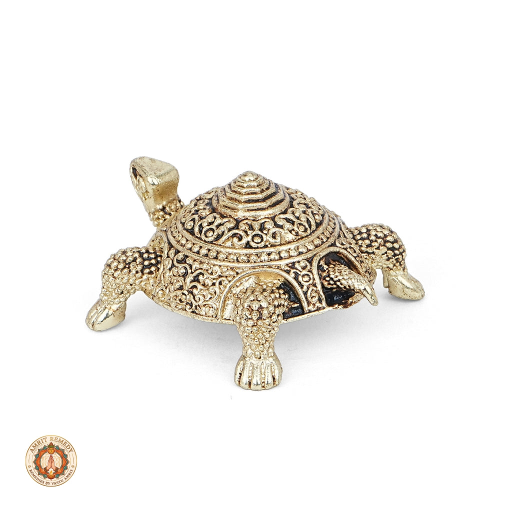 Brass Kurma Tortoise with Meru Shree Yantra for Home Mandir & Vastu (2.5 cm)