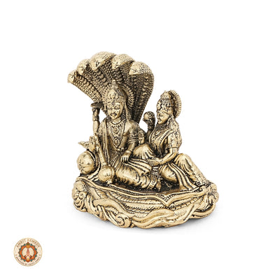 Brass Vishnu Lakshmi Sheshnaag Murti for Mandir & Home Decor