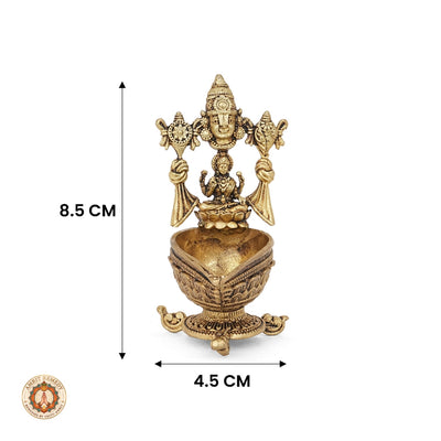 Brass Lakshmi Venkateswara Deepam for Vastu, Prosperity & Puja (8.5 cm)