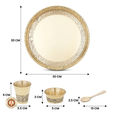 5-Piece Brass Bhog & Pooja Thali Set for Home Mandir & Laddu Gopal Seva