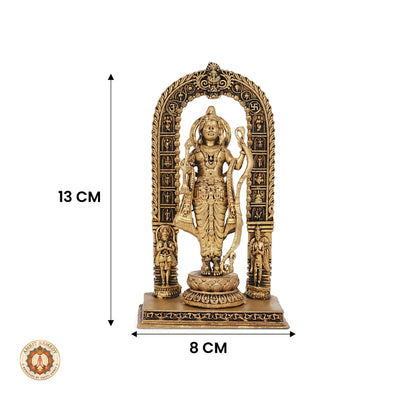 Brass Ayodhya Ram Lalla Murti with Ornate Prabhavali & Bow (13CM)