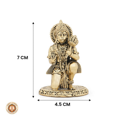 Brass Veer Hanuman Ji Murti for Car Dashboard, Desk & Mandir