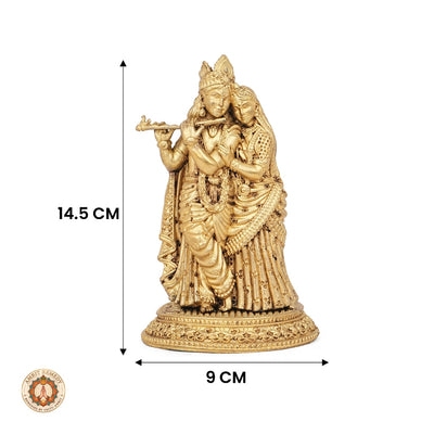 Brass Radha Krishna Murti for Love, Peace & Vastu (14.5 cm)