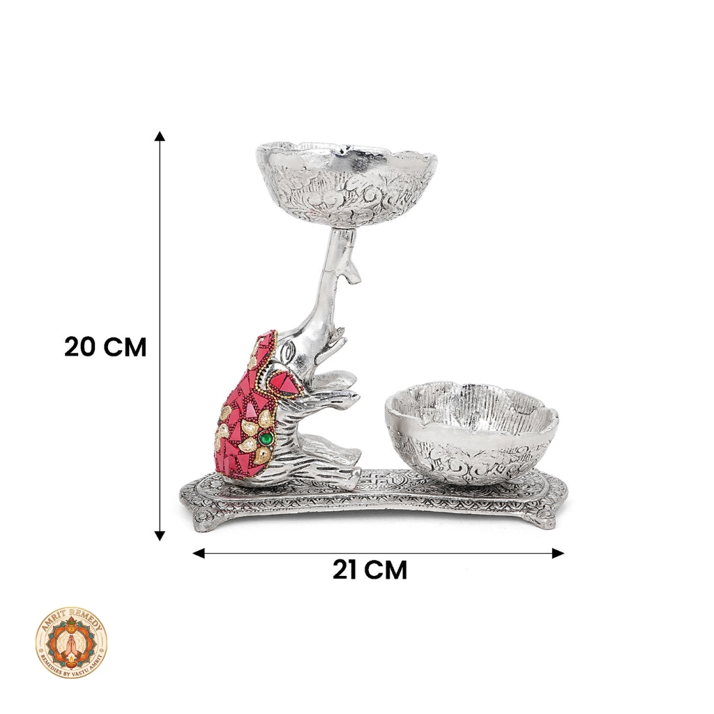 Auspicious Elephant Diya & Prasadam Bowl Set for Mandir, Diwali & Luxury Gifting