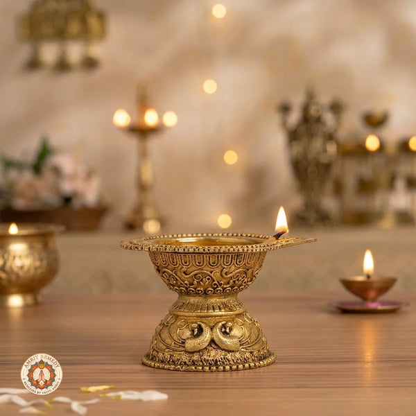 Brass Mayur Oil Lamp for Diwali, Puja & Vastu
